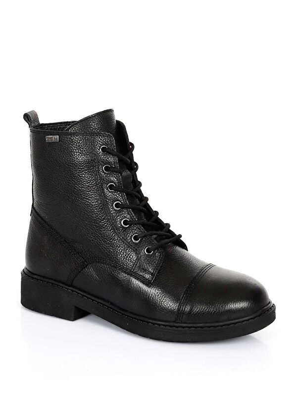 SİYAH Hakiki Deri Kadın Günlük Postal Bot 42411 - Görsel 6