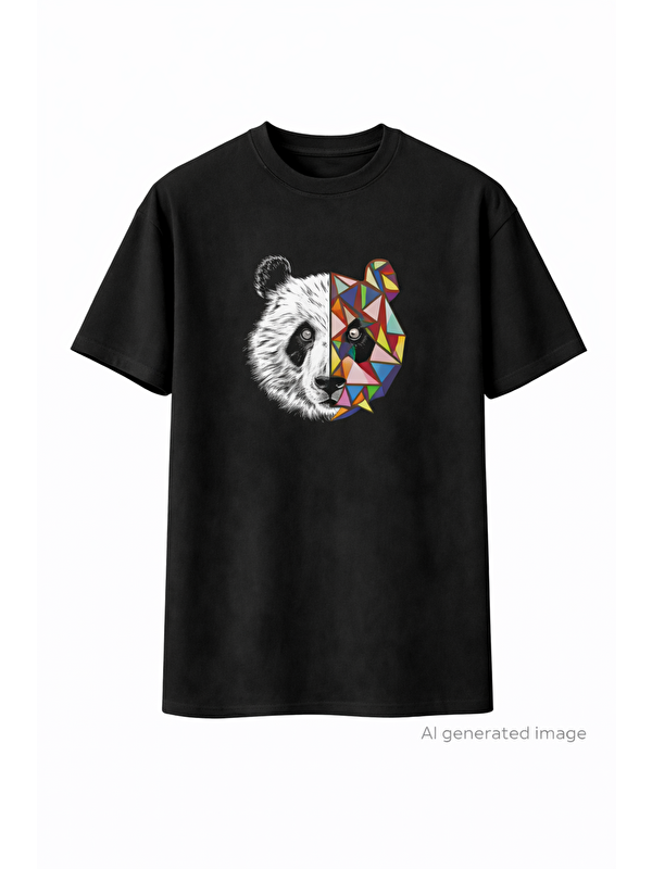 Jane's Erkek Bisiklet Yaka Baskılı Oversize T-Shirt - Siyah