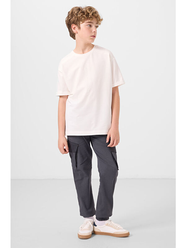 Tommylife Gri Standart Fit Dokuma Hafif Esnek Chino Erkek Çocuk Pantolon - 11271