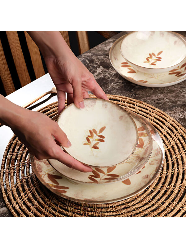 GÜRAL PORSELEN Camelia 26 Parça 6 Kişilik Yemek Takımı 4211