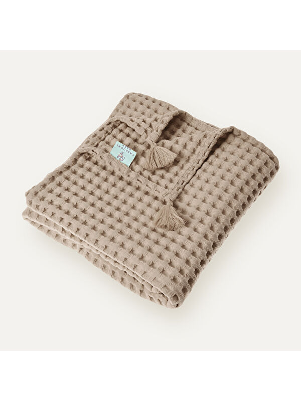 Casadora Baby 100% Pamuk Tek Kişilik Kalın Waffle Pike Örtü - Bej - 160 x 220 cm