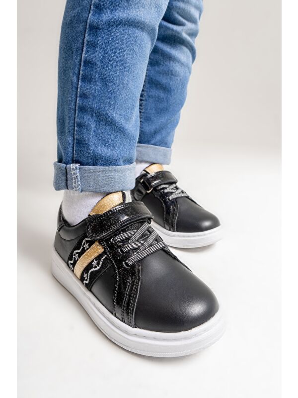 Kız Çocuk Siyah Hakiki Deri Anatomik Günlük Ayakkabı - Görsel 5