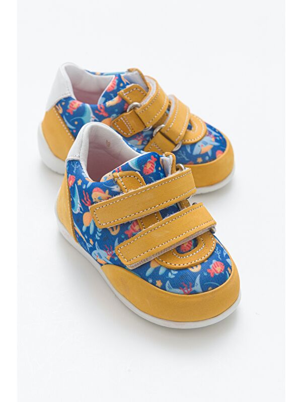 Erkek Çocuk Sarı Deri Ortopedik Destekli İlk Adım Ayakkabı - Görsel 3