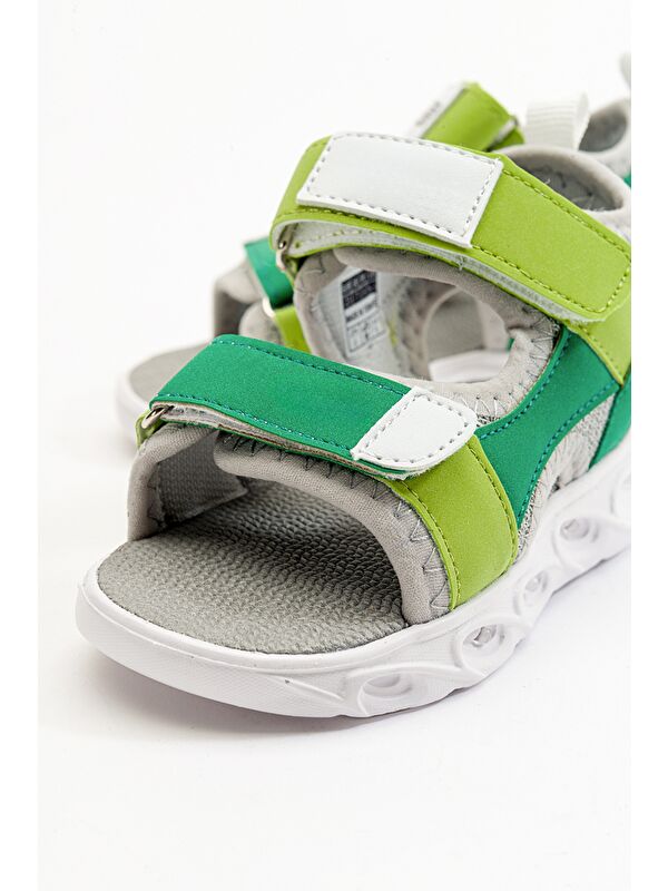 Erkek Çocuk Yeşil Işıklı Anatomik Hafif Spor Sandalet - Görsel 3