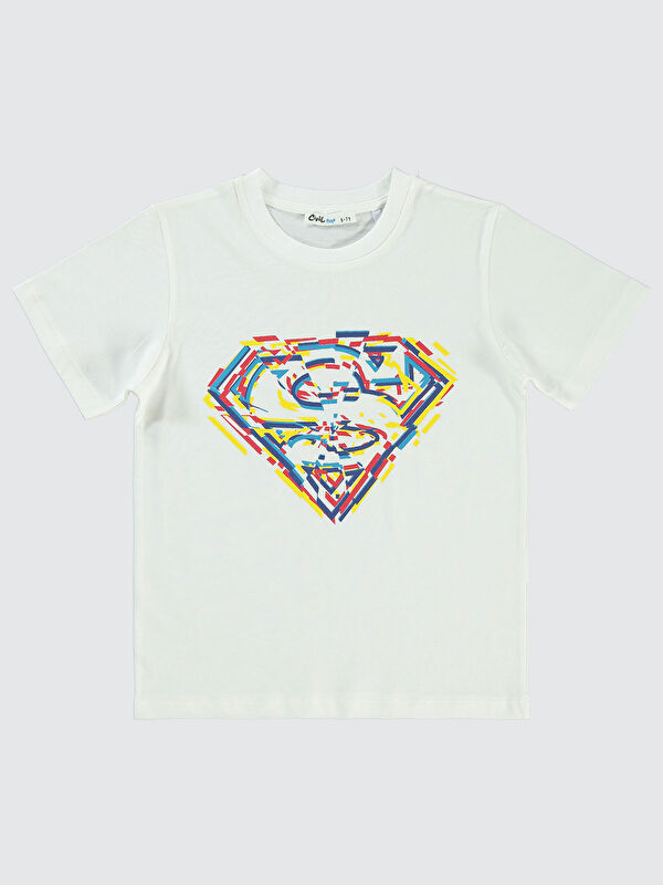Civil Superman Erkek Çocuk Tişört 10-13 Yaş Ekru