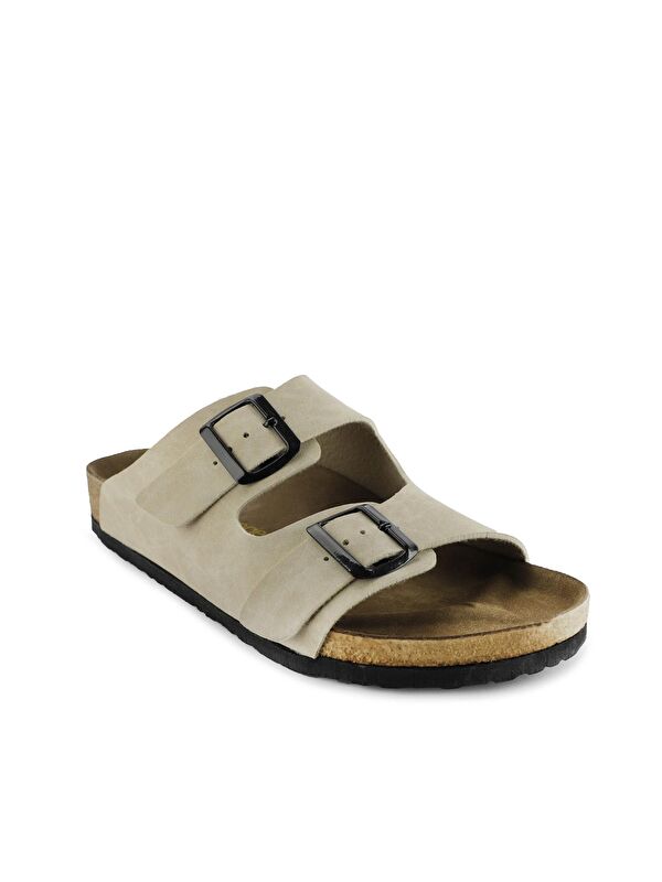 LENS Unisex Terlik Bej Nubuk - Görsel 3