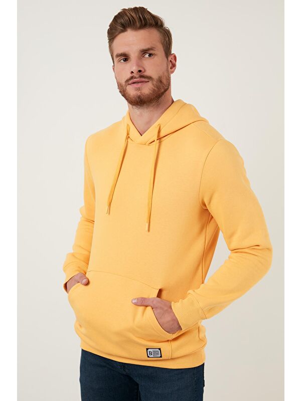 Buratti Slim Fit Kapüşonlu Kanguru Cepli İçi Tüylü Yumuşak Şardonlu Sweat 5905281