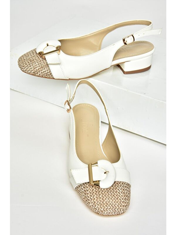 U6762353 Beyaz Kadın Topuklu Ayakkabı - Görsel 4