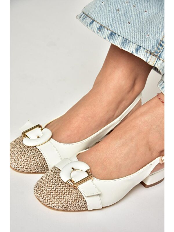 U6762353 Beyaz Kadın Topuklu Ayakkabı - Görsel 5