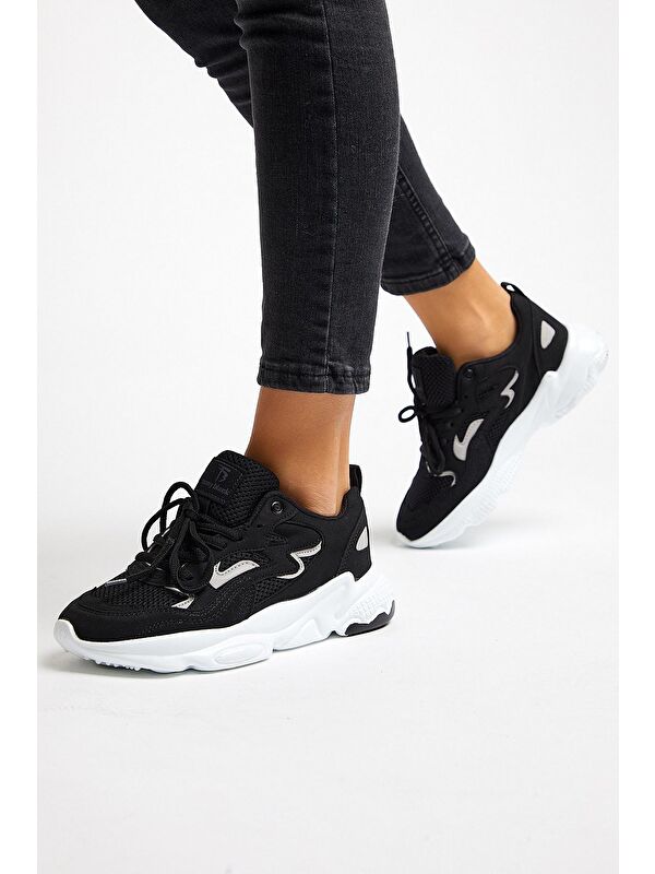 Unisex Siyah Beyaz Spor Ayakkabı Tb251 - Görsel 3