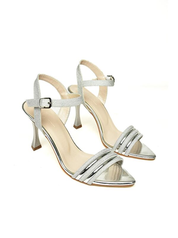 U3122063 Gümüş Kadın Topuklu Ayakkabı - Görsel 4