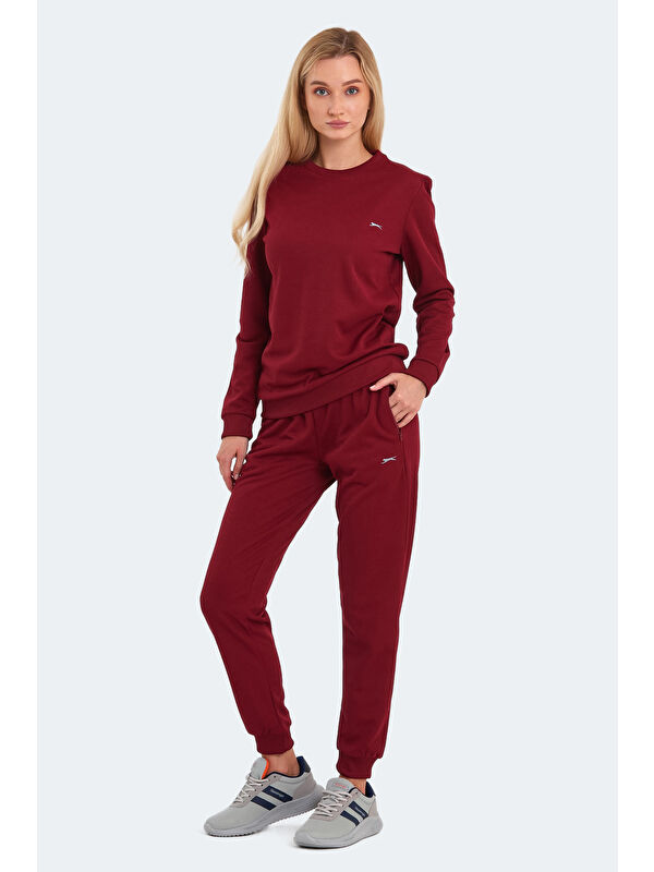 SLAZENGER OLINDA Kadın Cepli Bordo Eşofman Takımı