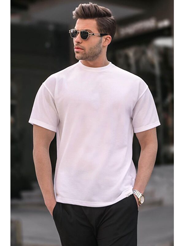 Madmext Ekru Regular Fit Basic Erkek Tişört 6099