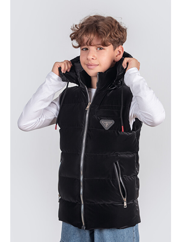 Pina Kids Kapüşonlu Erkek Çocuk Nova Kumaş Şişme Yelek YLK 2626