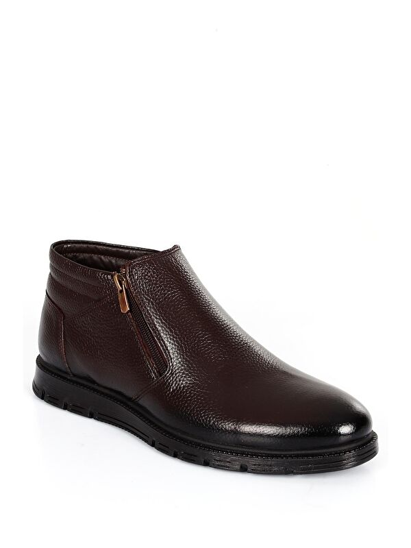 KAHVERENGİ Hakiki Deri Fermuarlı Erkek Bot 01791 - Görsel 6