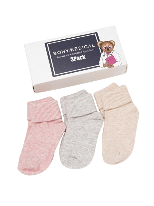 Katia And Bony 3 Lü Paket Medikal Bebek Çorap Pembe Desenli