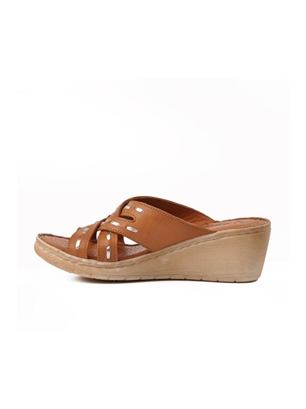 Taba Hakiki Deri Dolgu Topuk Kadın Terlik 9227 - Görsel 3