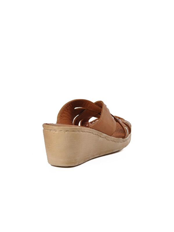 Taba Hakiki Deri Dolgu Topuk Kadın Terlik 9227 - Görsel 5