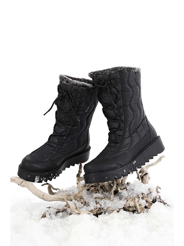 SİYAH Yuvarlak Burun Kadın Kar Botu 06414 - Görsel 3