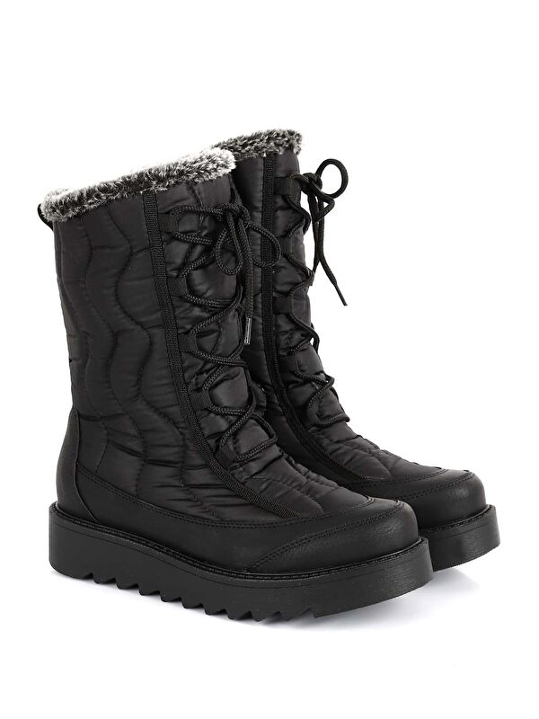 SİYAH Yuvarlak Burun Kadın Kar Botu 06414 - Görsel 5