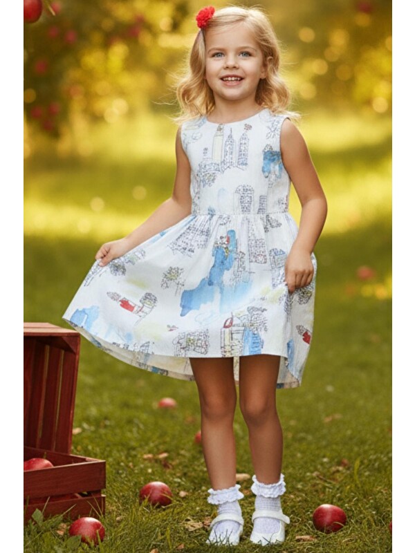 Parla Kids Kız Çocuk Kız Kulesi Figürlü Elbise ve Toka Takım 0021