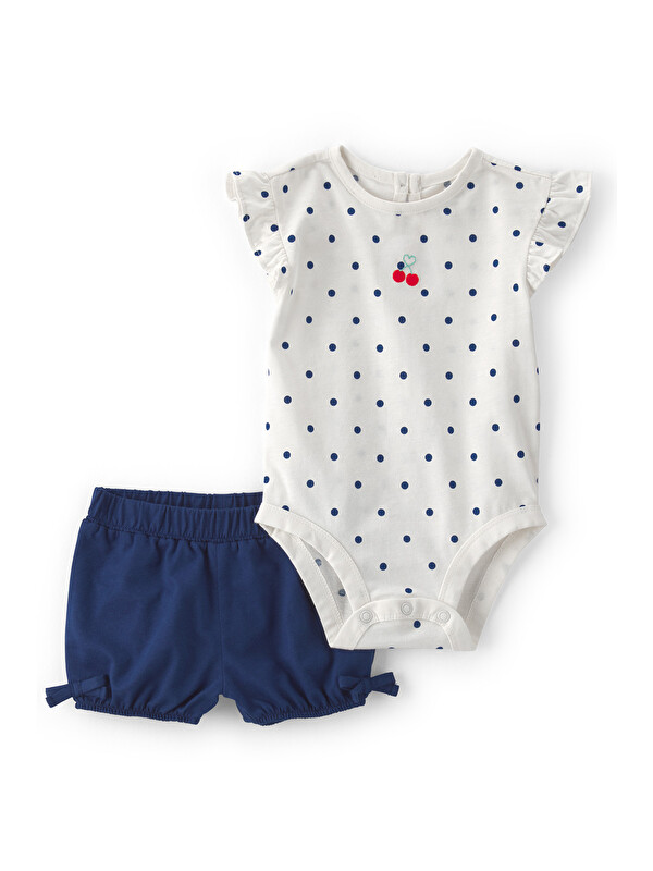 Carter's Kız Bebek Body Şort Set 3 Ay-24 Ay Mavi