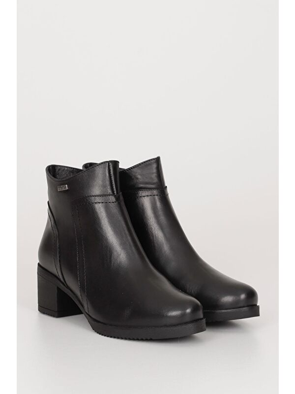 SİYAH Hakiki Deri Yuvarlak Burun Kadın Günlük Bot 51487 - Görsel 3