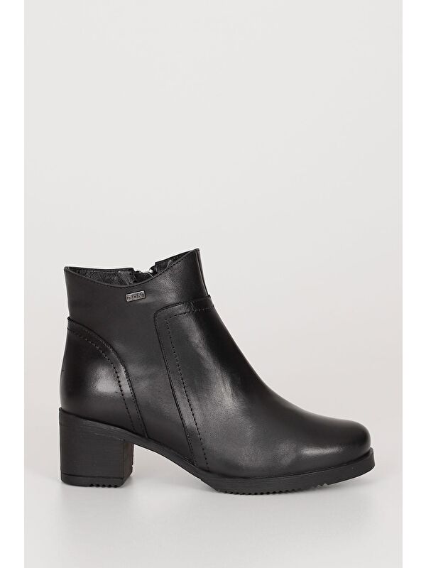 SİYAH Hakiki Deri Yuvarlak Burun Kadın Günlük Bot 51487 - Görsel 5