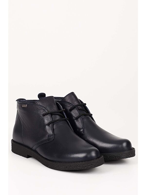 LACİVERT Hakiki Deri Oxford Kalıp Kauçuk Taban Bağcıklı Kadın Günlük Bot 51456 - Görsel 3