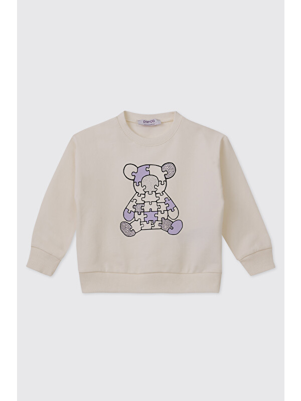 Panço Kız Bebek Ekru Sweatshirt
