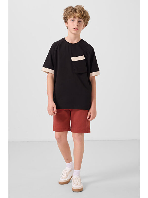 Tommylife Kiremit Pamuklu Yumuşak Dokulu Standart Fit Basic Erkek Çocuk Şort - 11293