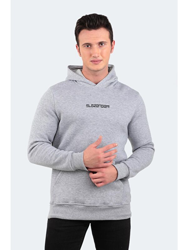 SLAZENGER BUSTER Erkek Kapüşonlu Sweatshirt Gri