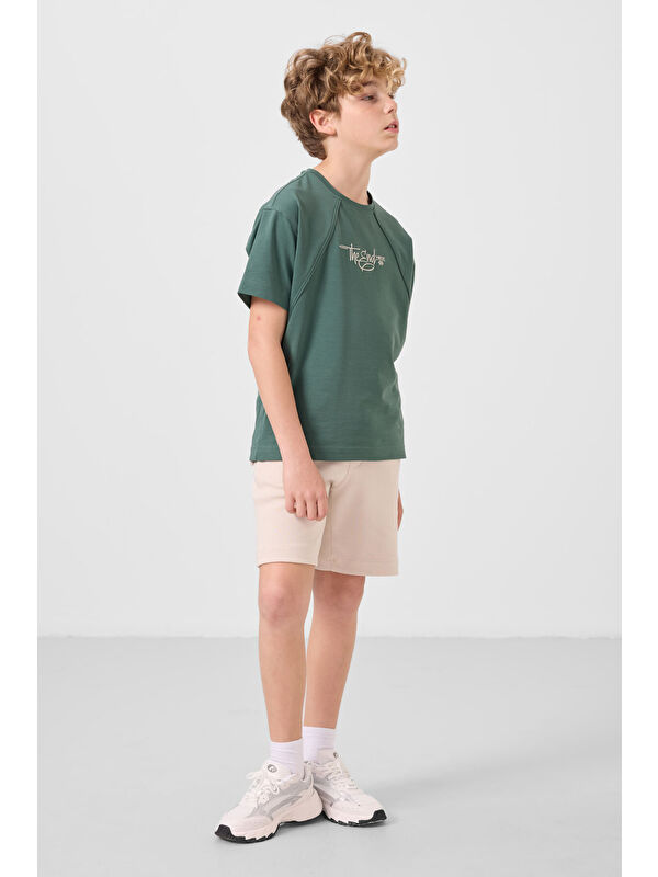Tommylife Bej Pamuklu Yumuşak Dokulu Standart Fit Basic Erkek Çocuk Şort - 11293