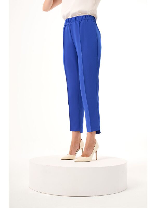 Mizalle Beli Tam Lastikli Saks Pantolon