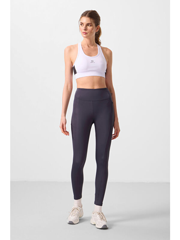 Tommylife Antrasit Polyester Esnek Standart Fit Performans Kadın Tayt - 94667