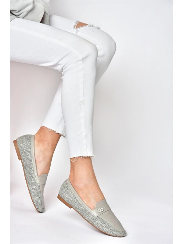 Fox Shoes P820940209 Gri Düz Tabanlı Günlük Kadın Babet