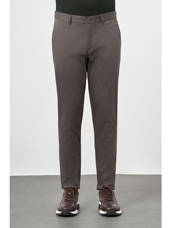 İMZA Koyu Haki Pamuklu Yandan Cepli Casual Comfort Fit  Chino Pantolon 1003245164
