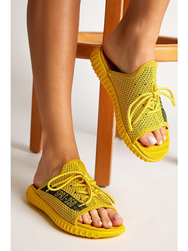 Unisex Sarı Triko Özel Üretim Terlik Tbtr - Görsel 3