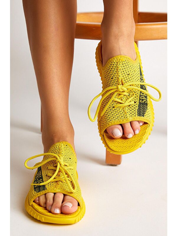 Unisex Sarı Triko Özel Üretim Terlik Tbtr - Görsel 4