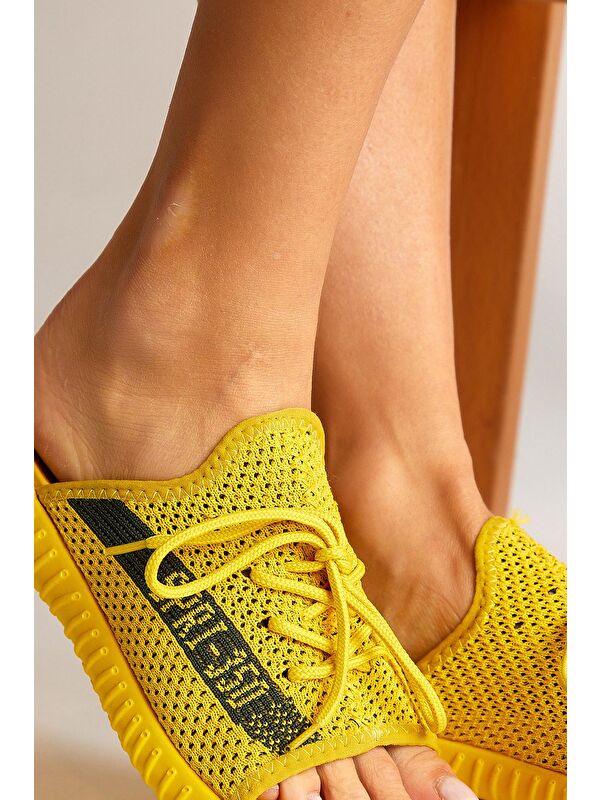 Unisex Sarı Triko Özel Üretim Terlik Tbtr - Görsel 5