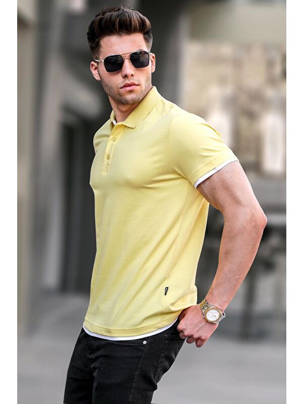 Madmext Sarı Basic Polo Yaka Tişört 5885