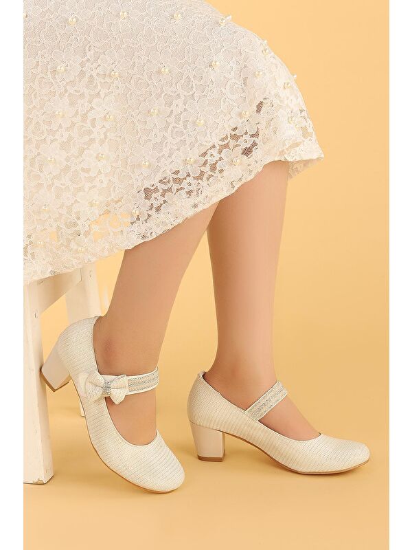 Cameli Çupra Günlük Kız Çocuk 4 Cm Topuklu Abiye Ayakkabı - Görsel 3