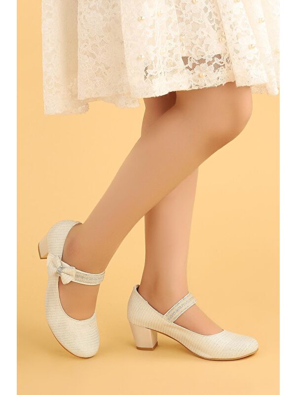 Cameli Çupra Günlük Kız Çocuk 4 Cm Topuklu Abiye Ayakkabı - Görsel 4