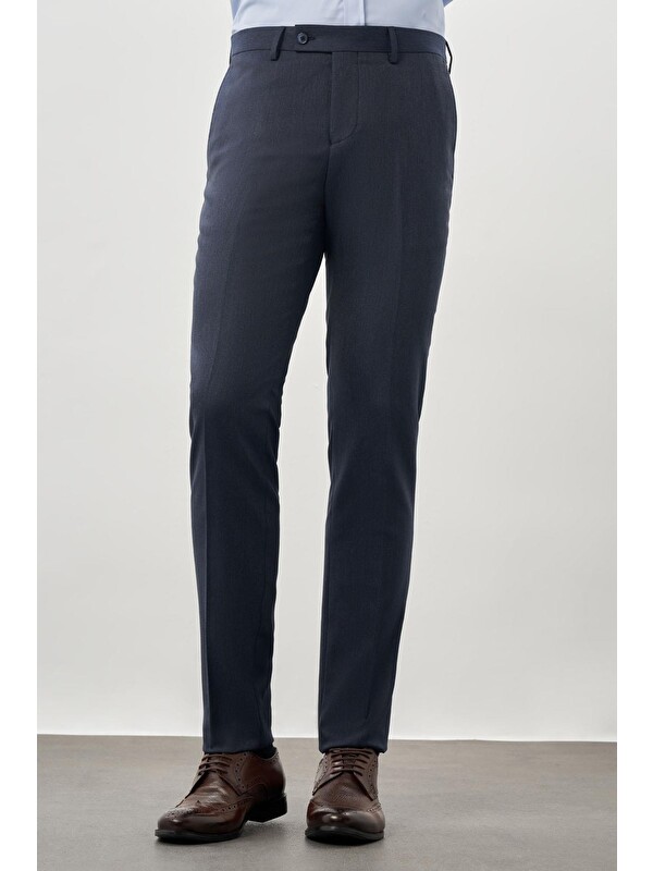 İMZA Lacivert Düz Gabardin Esnek Yan Cep Slim Fit Classic Erkek Pantolon 1003245209_202