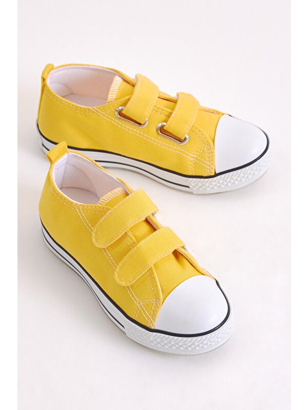 Çocuk Unisex Sarı Işıklı Cırtlı Spor Ayakkabı Tb997 - Görsel 4