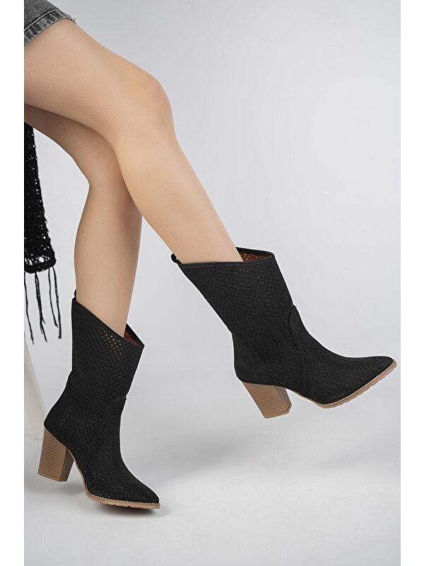 İndiana Kadın Lazer Kesim Şık Tarz ve Rahat Kovboy Yazlık Çizme - Görsel 4