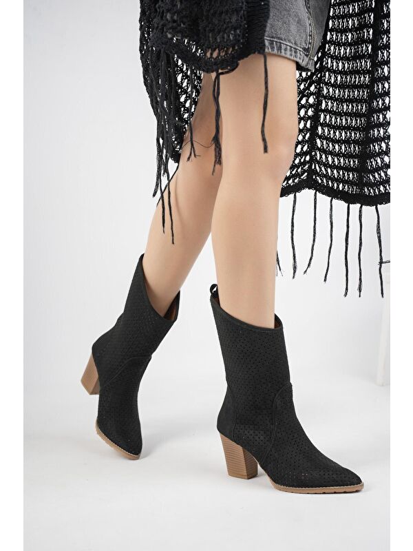 İndiana Kadın Lazer Kesim Şık Tarz ve Rahat Kovboy Yazlık Çizme - Görsel 5