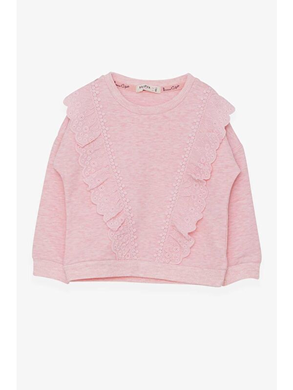 Breeze Kız Çocuk Sweatshirt Güpürlü Somon Melanj (1.5-5 Yaş)