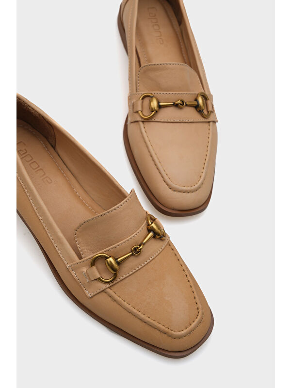 Carly Hakiki Deri Metal Tokalı Kadın Loafer Ayakkabı - Görsel 6