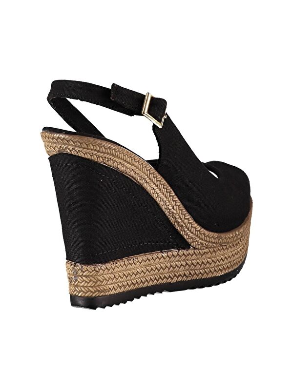 9674070805 Siyah Dolgu Taban Kadın Ayakkabı - Görsel 4